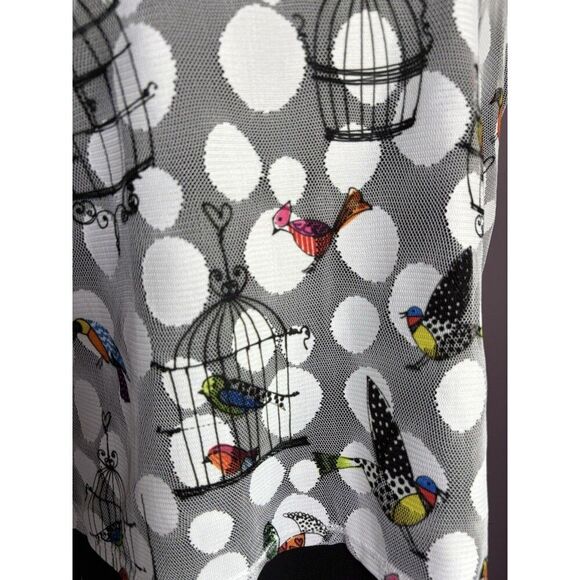 Zoe MICHAEL PHILLIPS Bird Cage Tank Top Women’s Size Small Black Gray Art Wear - Picture 4 of 5